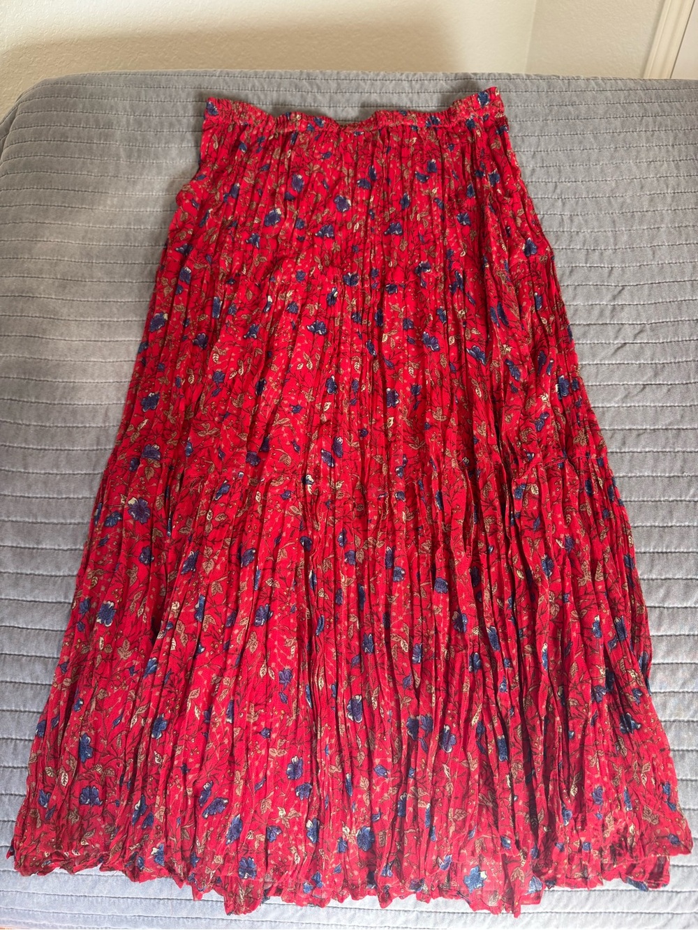 Christopher & Banks Red Floral Pleated Maxi Skirt-BoHo, Whimsical, Fairycore-M - Picture 2 of 7